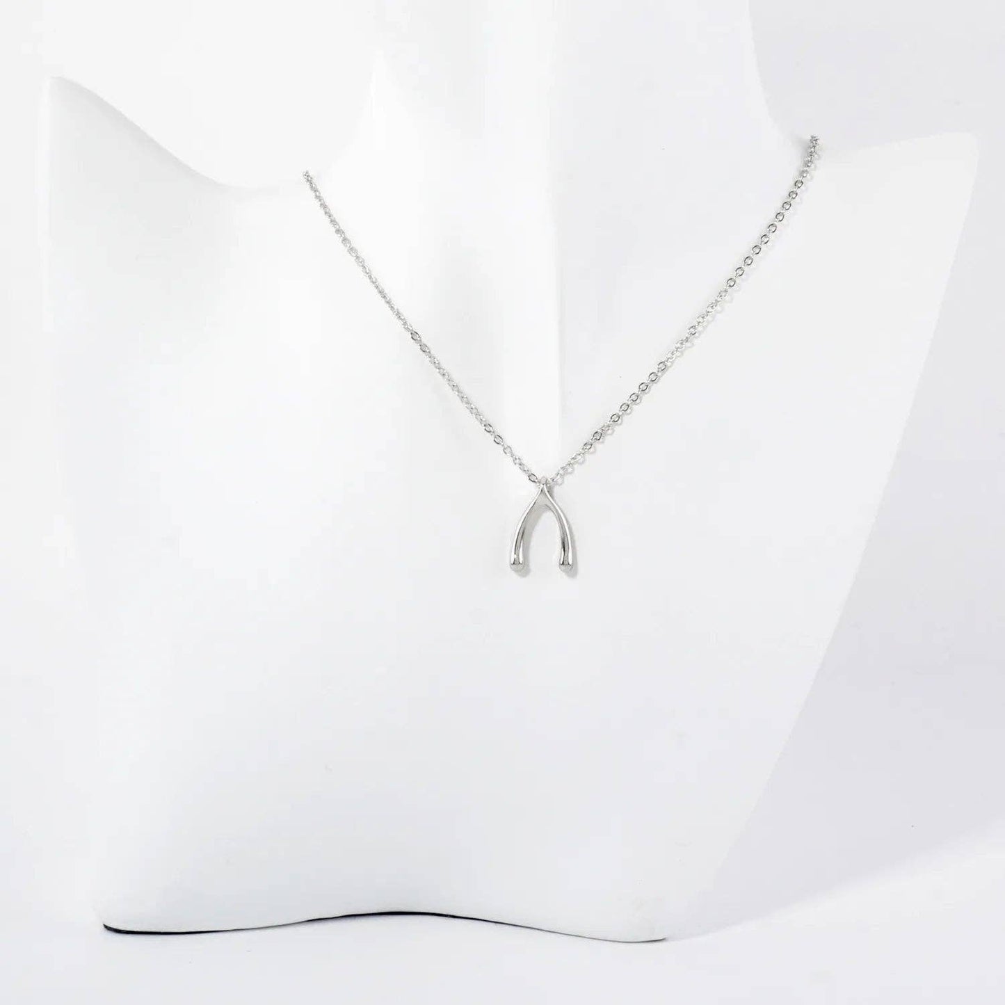 Silver Wishbone Pendant Necklace