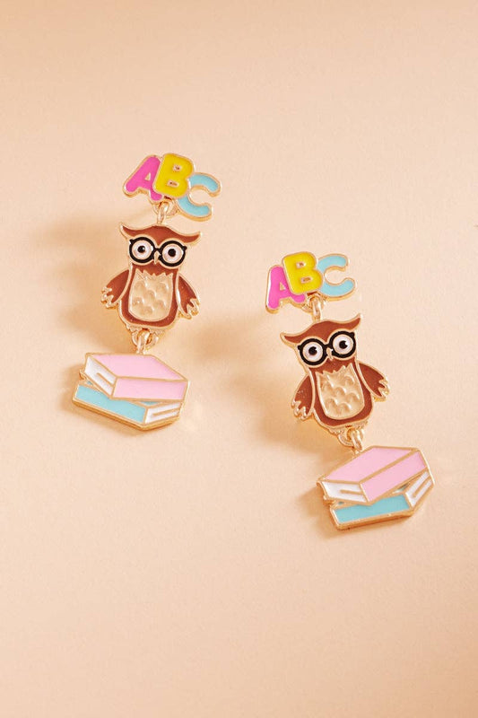 ABC Owl School Stud Earrings