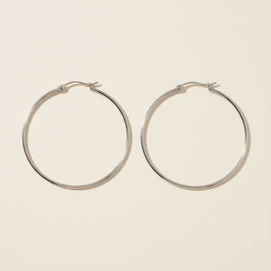 Large Silver Hoop Earrings