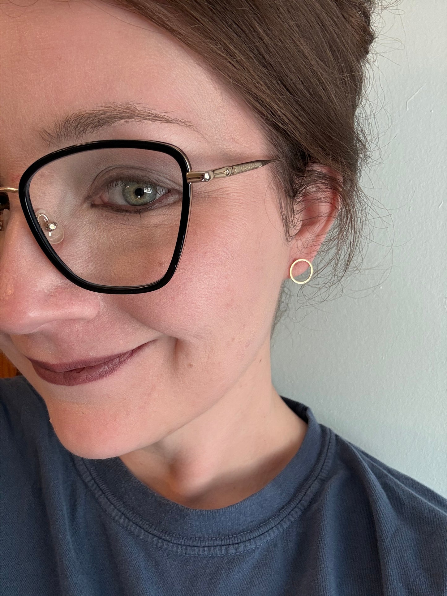 Gold Circle Stud Earrings
