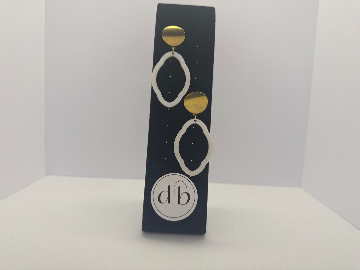 Pearl White & Gold Organic Hoop Earrings