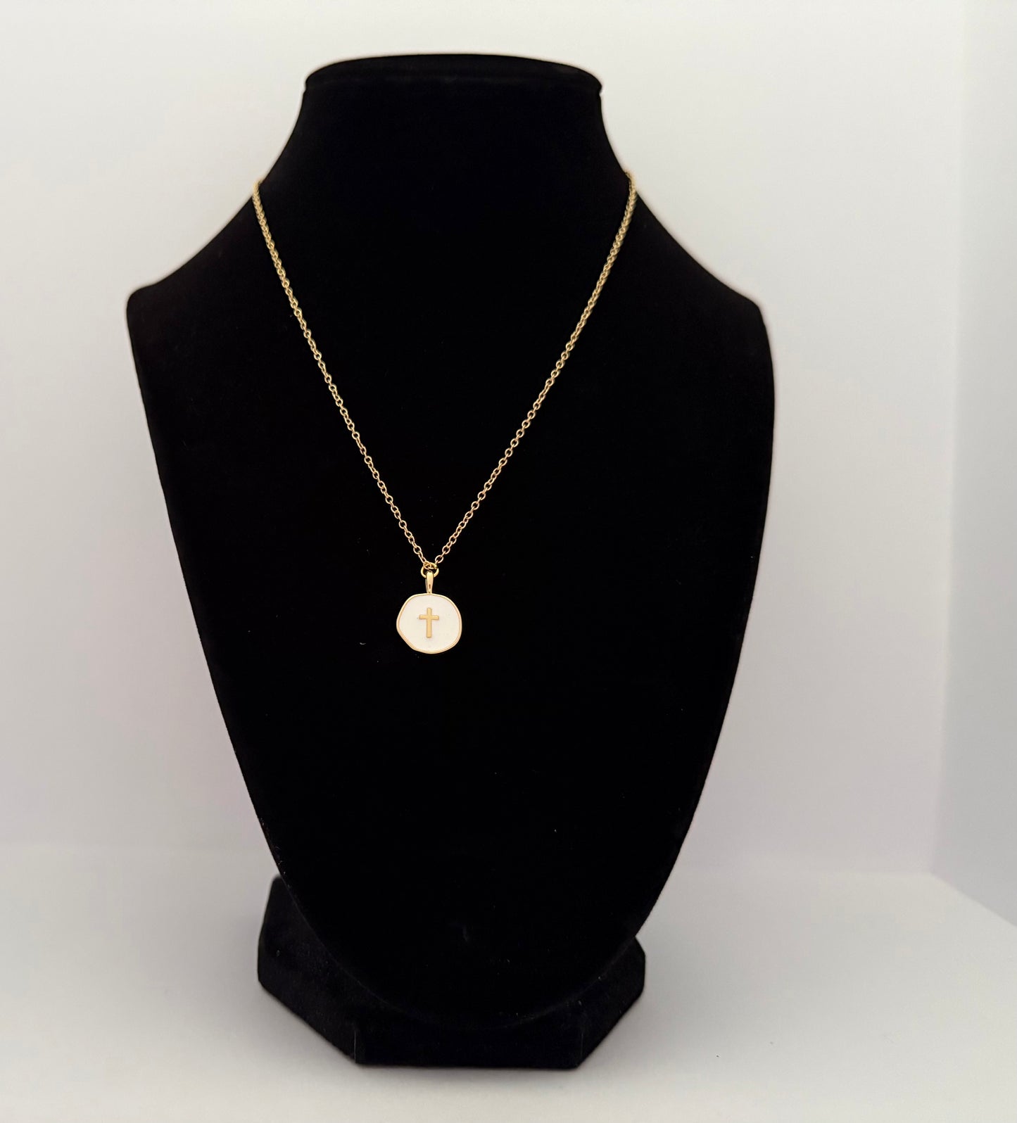 Gold Enamel Cross Necklace