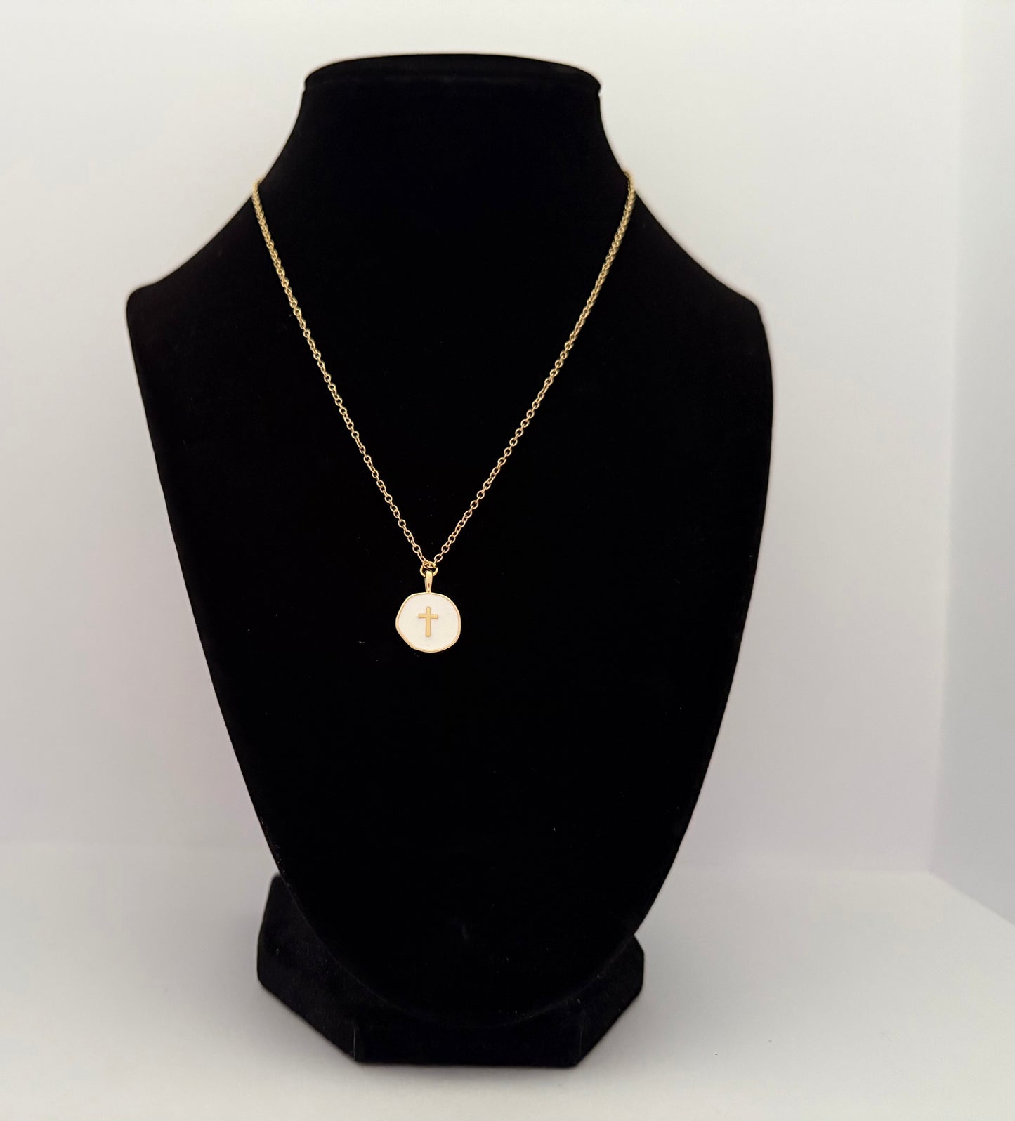 Gold Enamel Cross Necklace