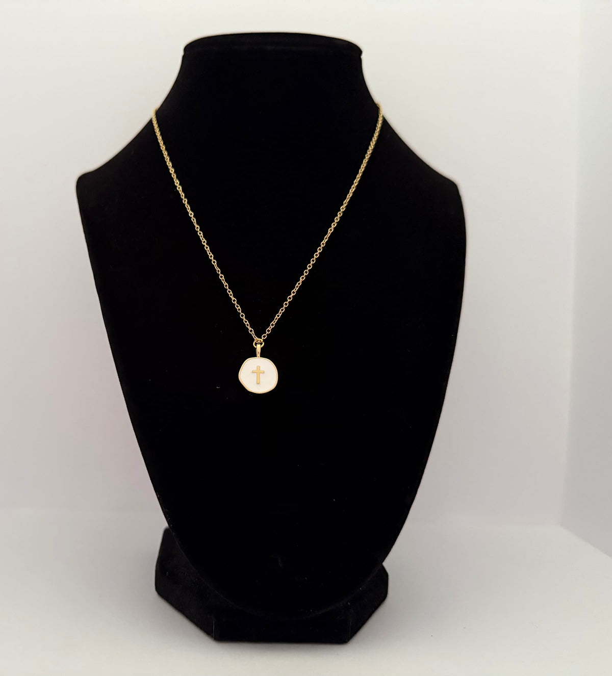 Gold Enamel Cross Necklace