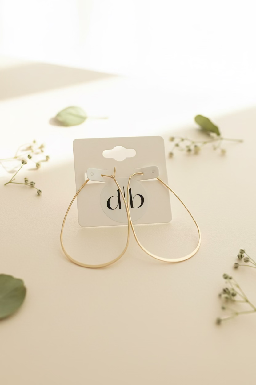 Gold Teardrop Hoop Earrings