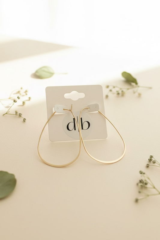 Gold Teardrop Hoop Earrings