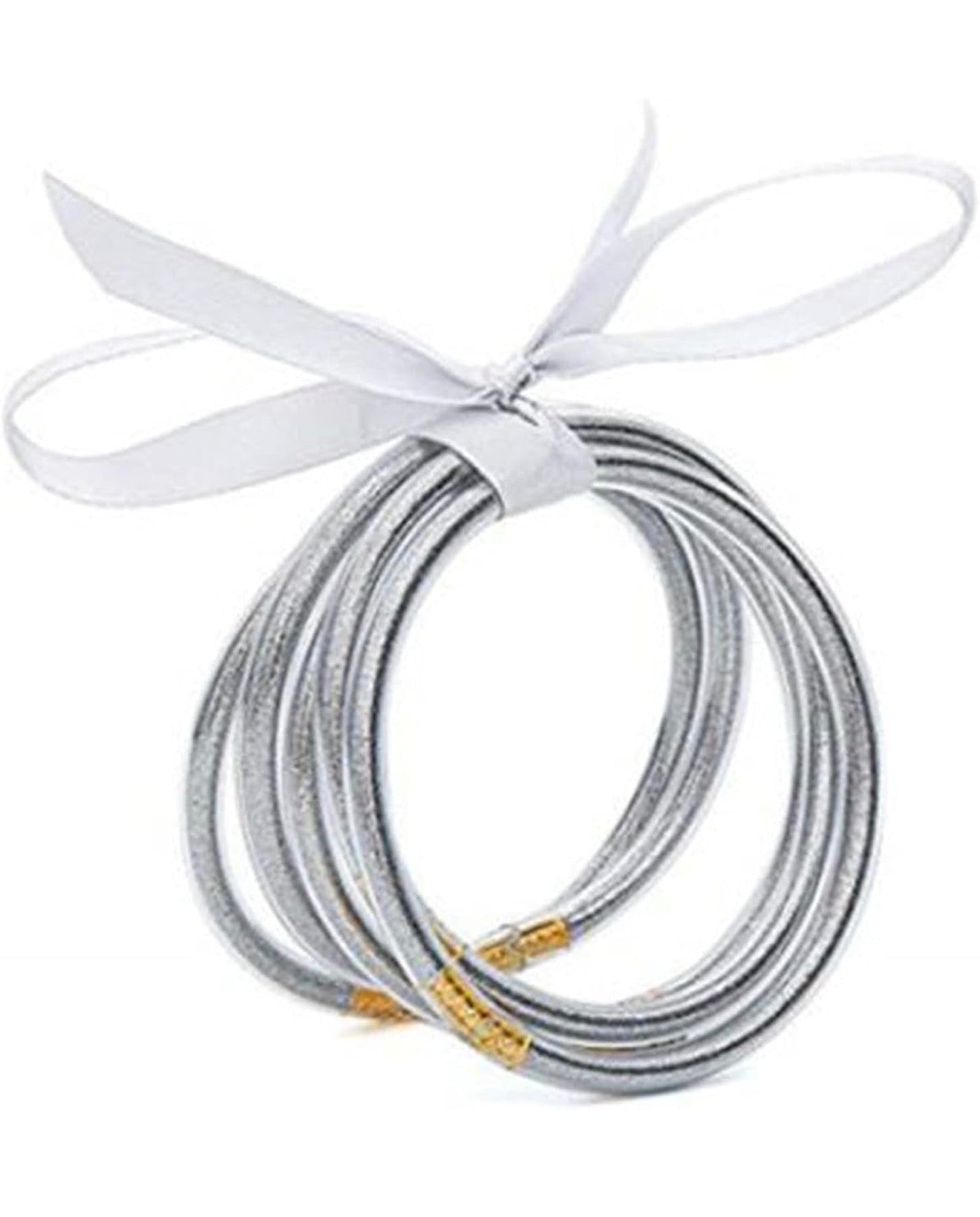Silver Glitter Jelly Bangles – Set of 5