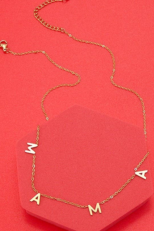 Gold MAMA Station Necklace