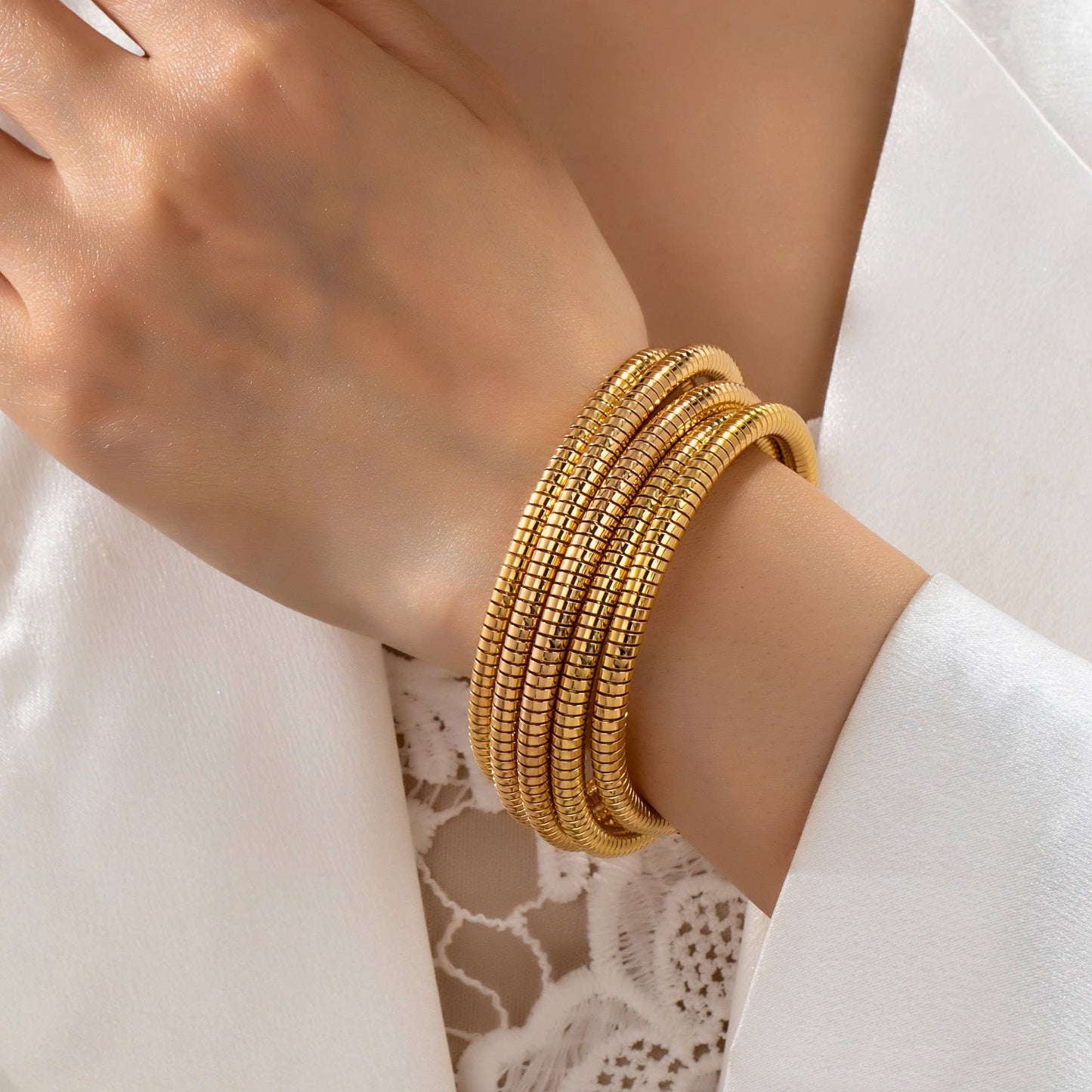 Gold Coil Snake Bracelet