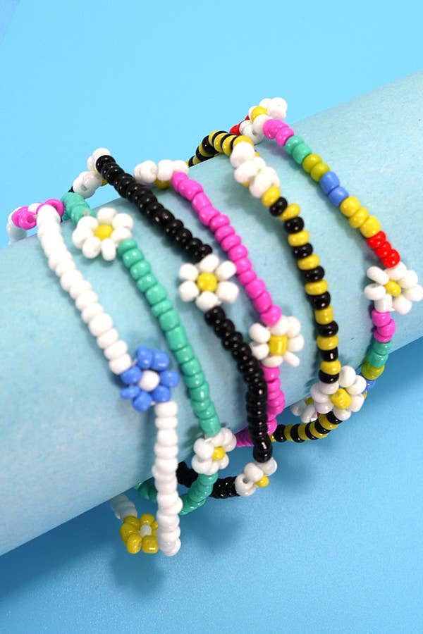 Seed Bead Floral Bracelet