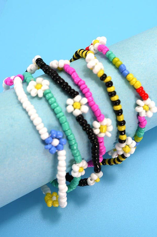 Seed Bead Floral Bracelet