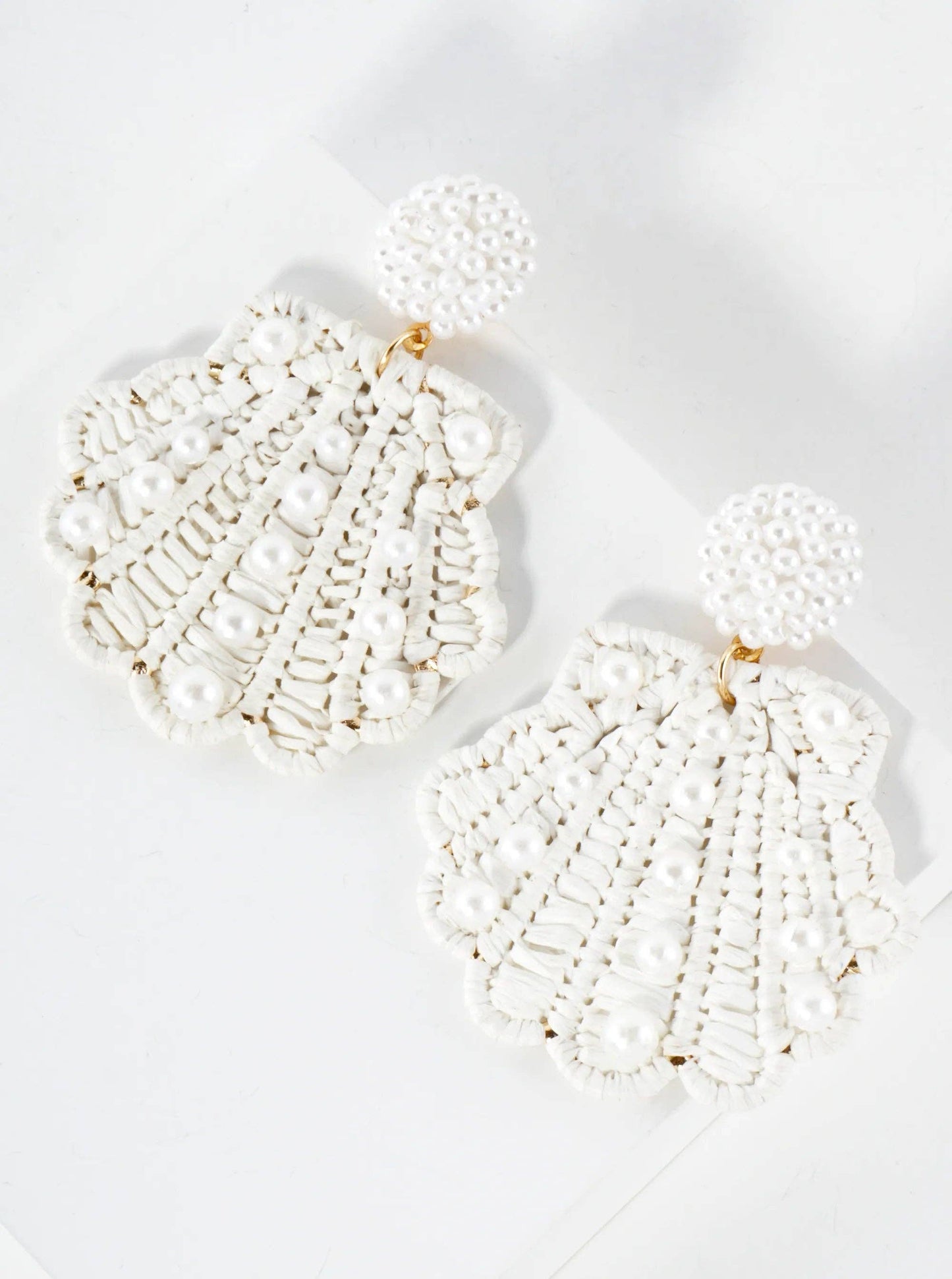 Pearl Beaded Seashell Drop Earrings