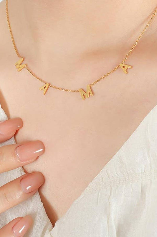 Gold MAMA Station Necklace