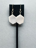 White Hexagon Dangle Earrings