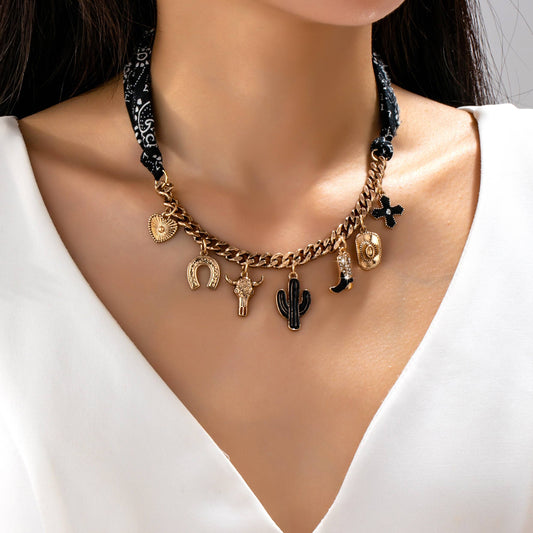 The Western Bandana Scarf Charm Necklace