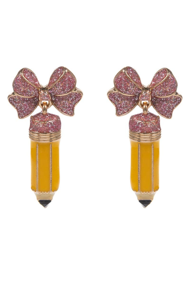 Pencil Bow Stud Earrings
