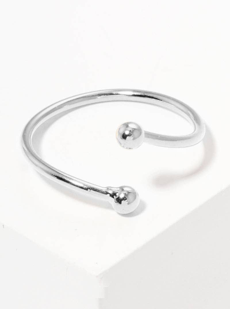 Silver Ball Tip Cuff Ring