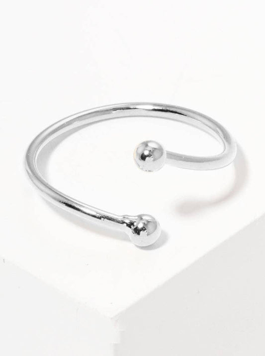Silver Ball Tip Cuff Ring