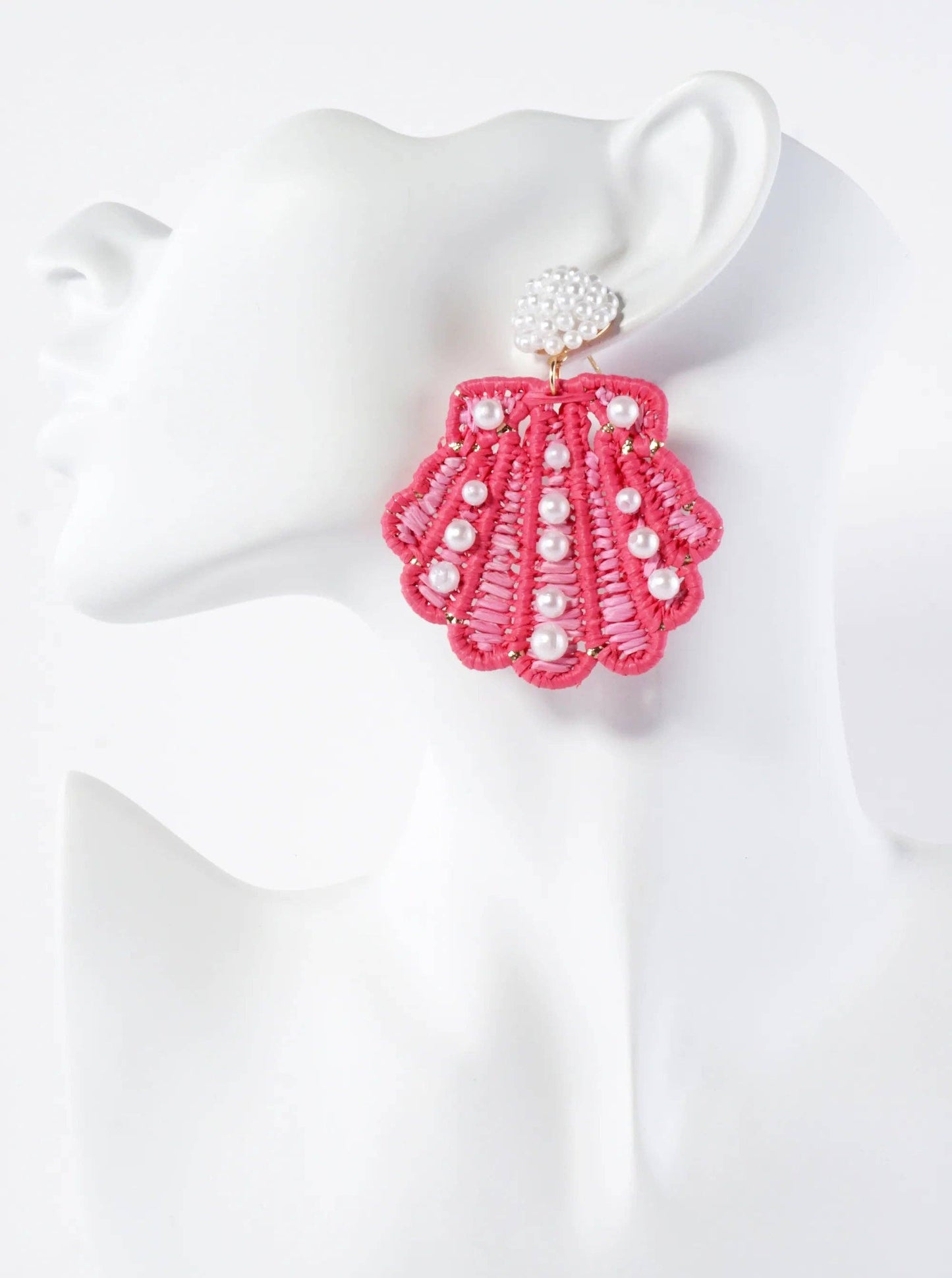 Pearl Beaded Seashell Drop Earrings