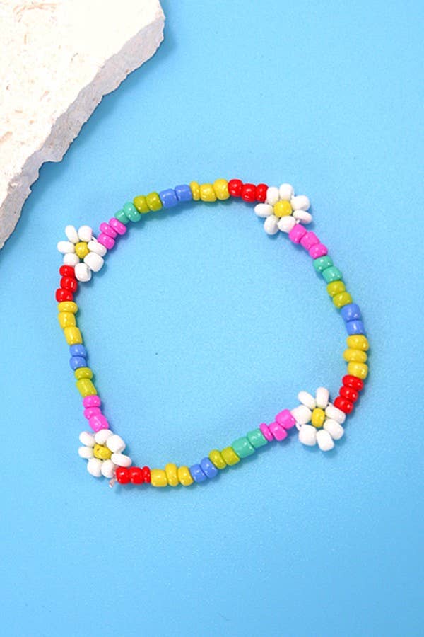 Seed Bead Floral Bracelet