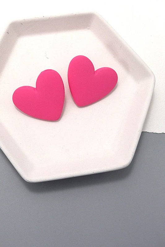 Oversized Heart Matte Stud Earrings