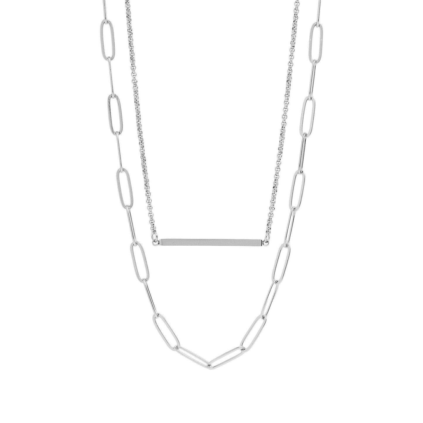 The Layered Bar Necklace | Paperclip + Rolo