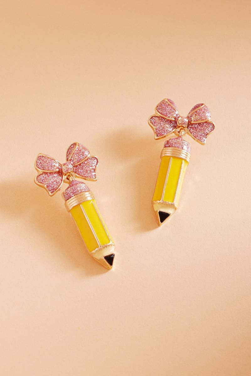 Pencil Bow Stud Earrings