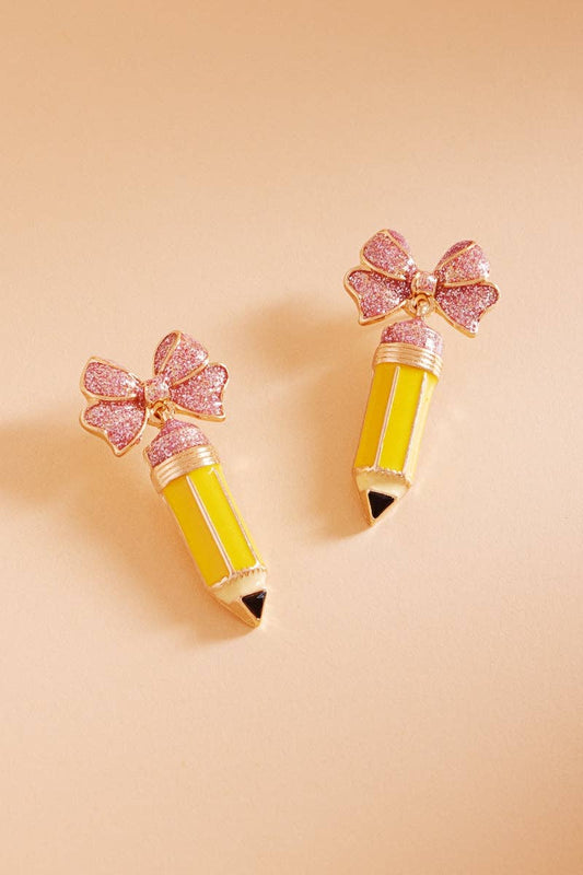 Pencil Bow Stud Earrings