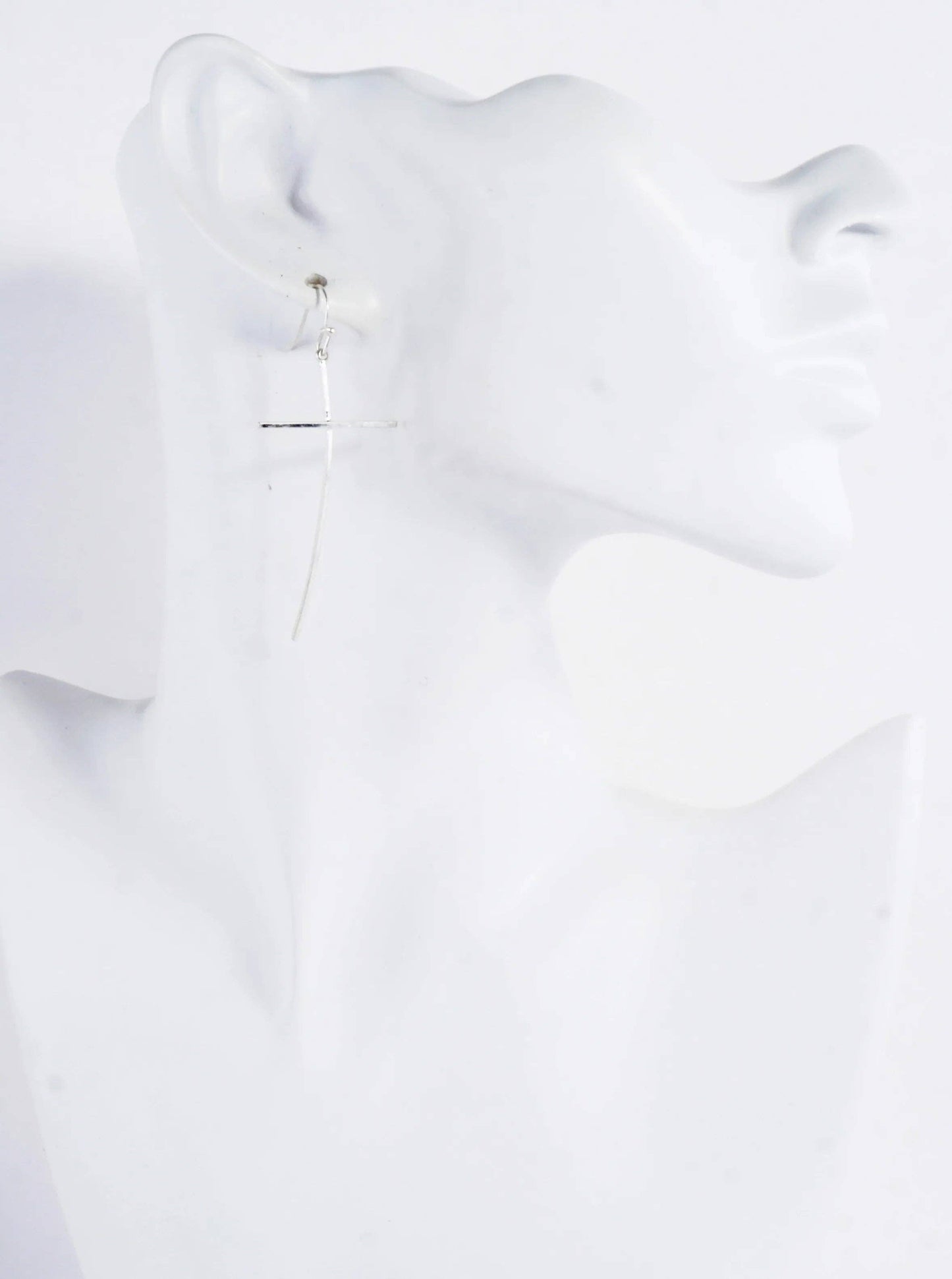 Worn Silver Cross Dangle Earrings