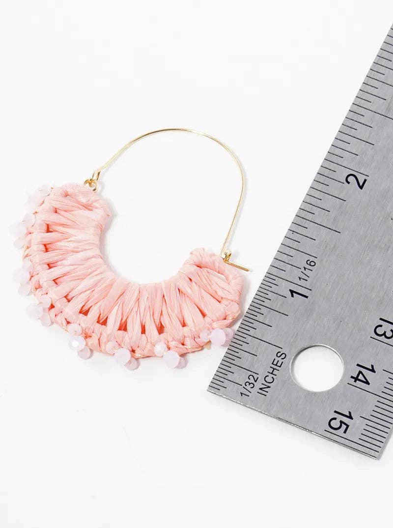 Pink Raffia Glass Bead Earrings