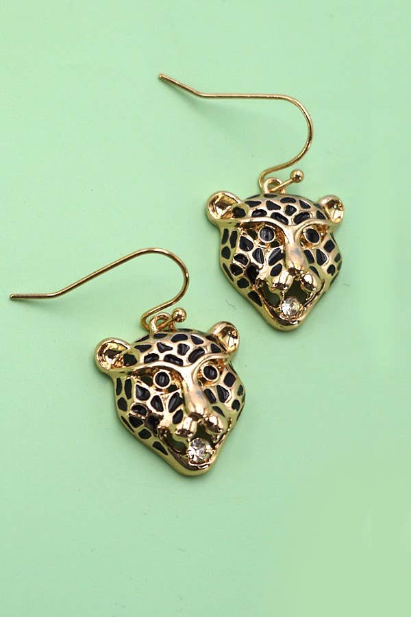 Leopard Rhinestone Drop Earrings