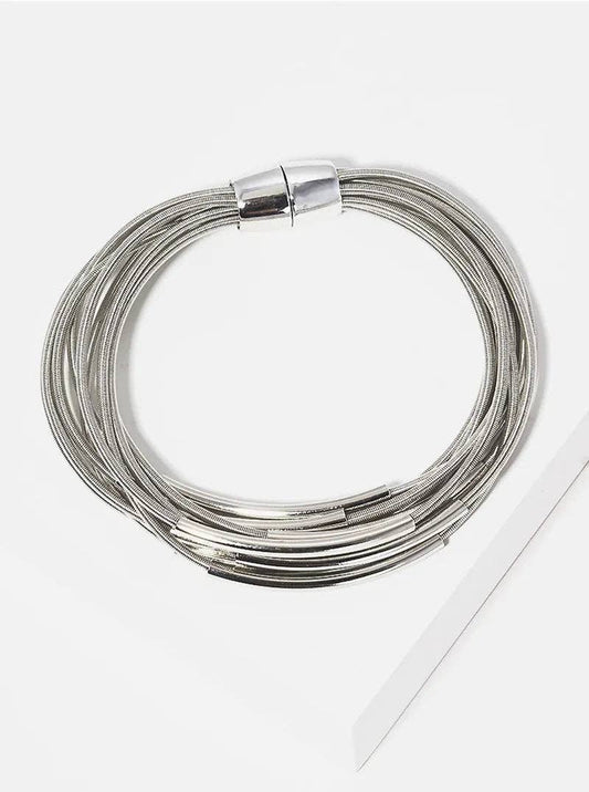 Silver Multi-Strand Spring Wire Bracelet