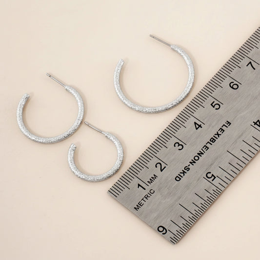 Sand-Texture Brass Hoop Earrings