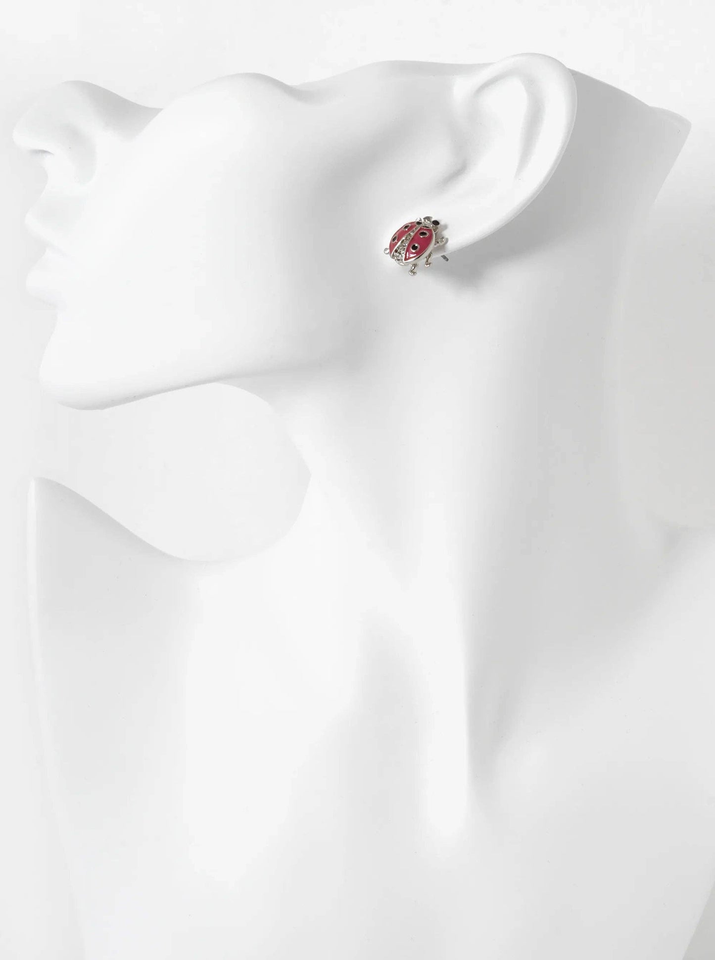 Crystal Pavé Enamel Ladybug Stud Earrings