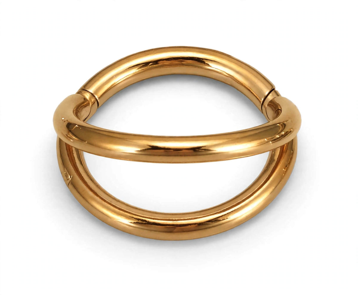 Simple polished gold-tone double-layer hinged hoop