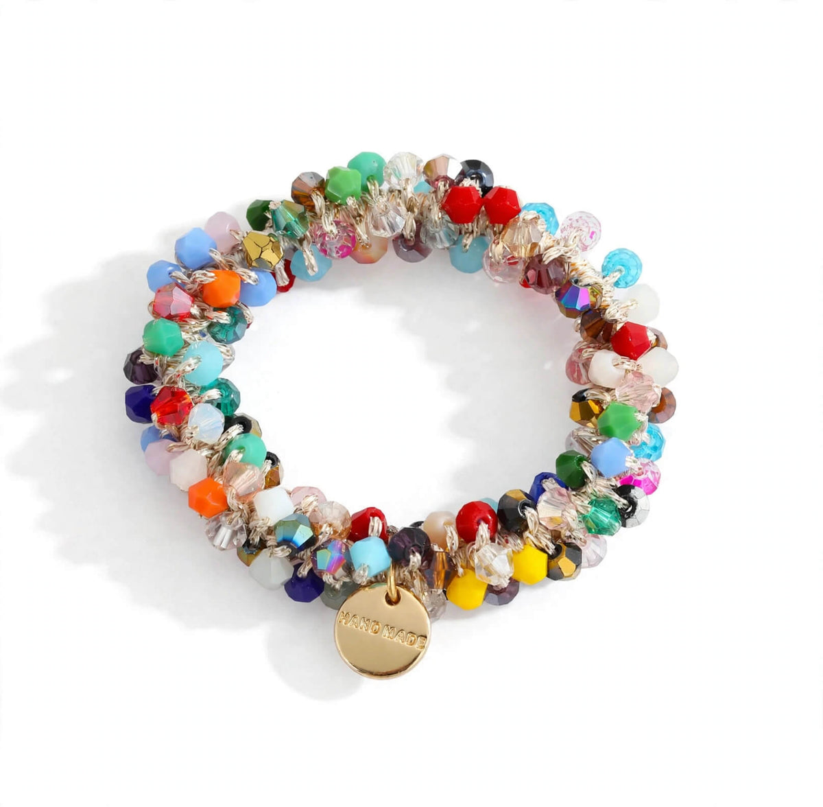 Multicolor Crystals handmade beaded hair tie scrunchie bracelet