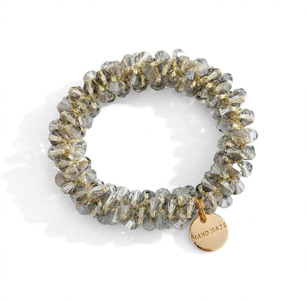 Grey Crystal handmade beaded hair tie scrunchie bracelet