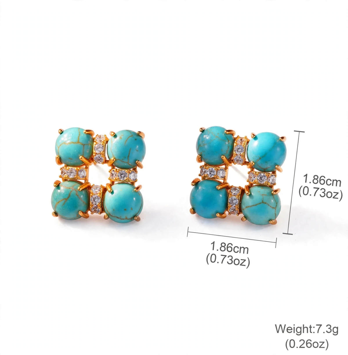 The Turquoise Deco Square Earrings
