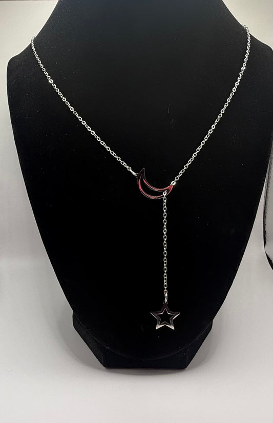 Moon & Star Lariat Necklace