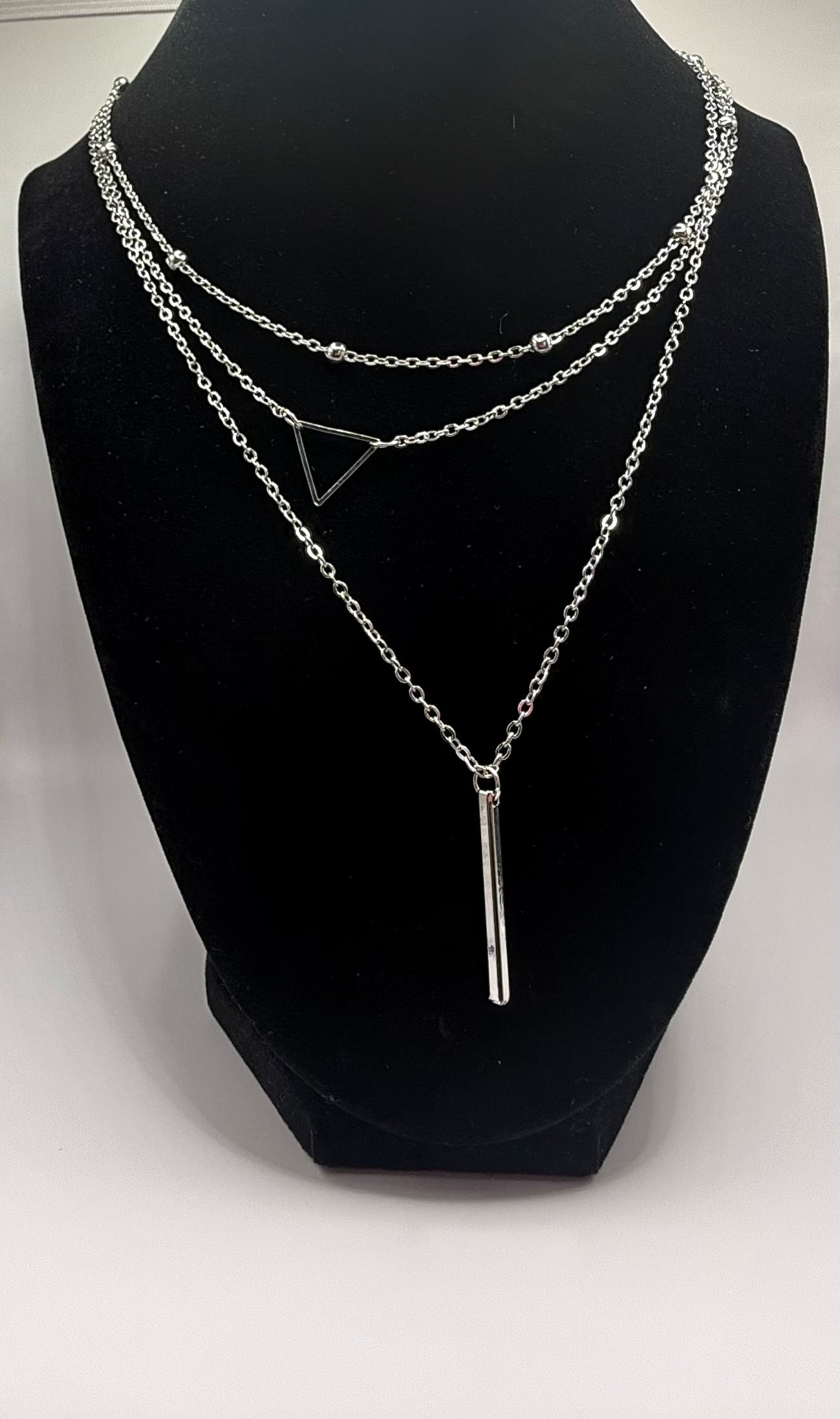 Triple Layer Silver Chain Necklace