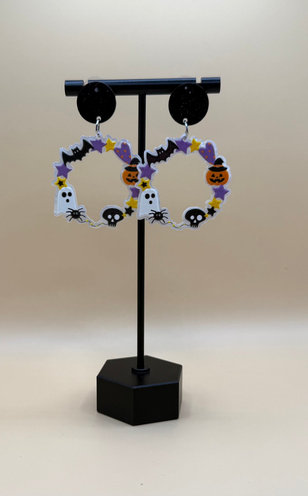 Moon Halloween wreath acrylic earrings