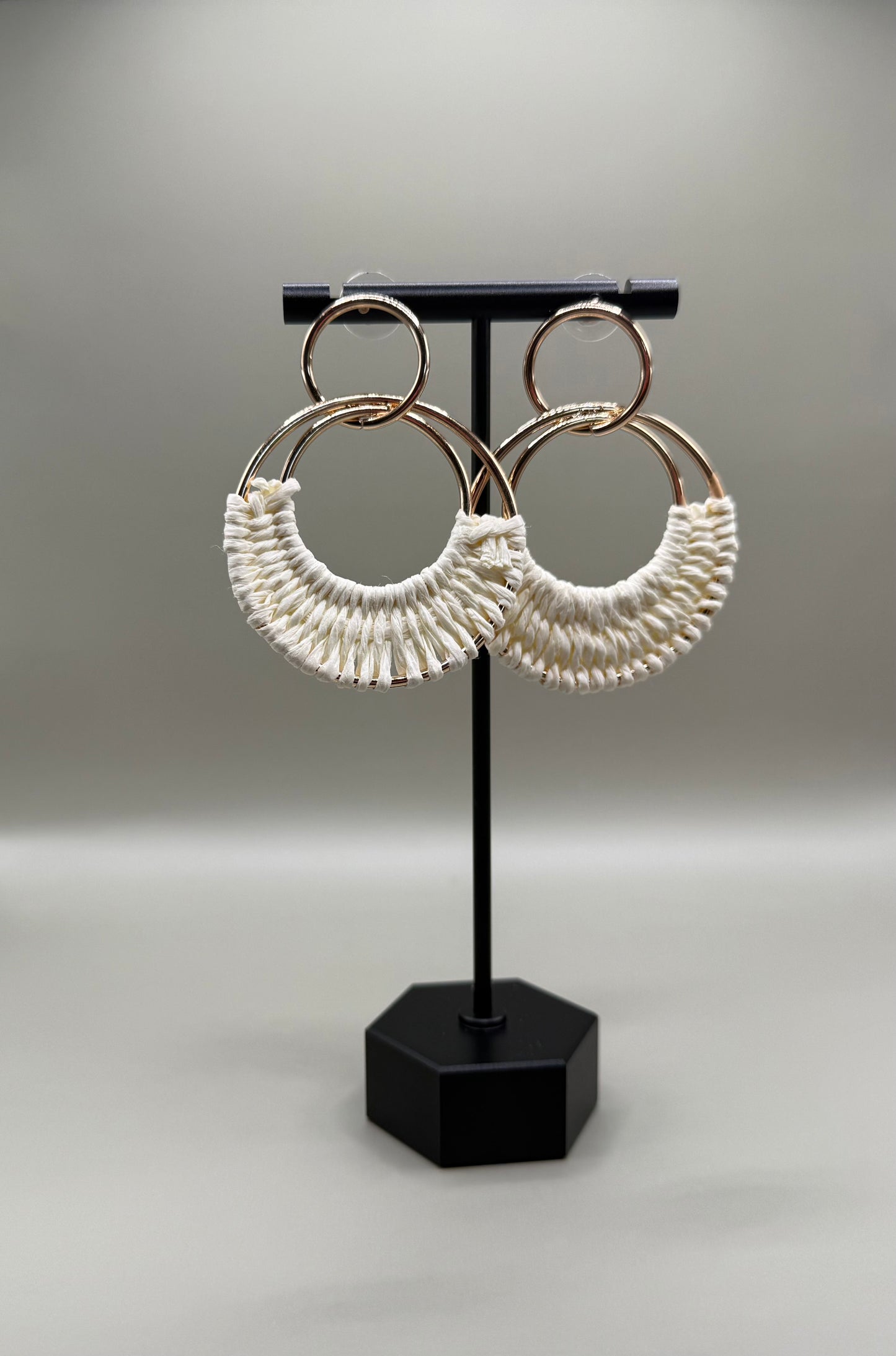 Boho Woven Double Hoops