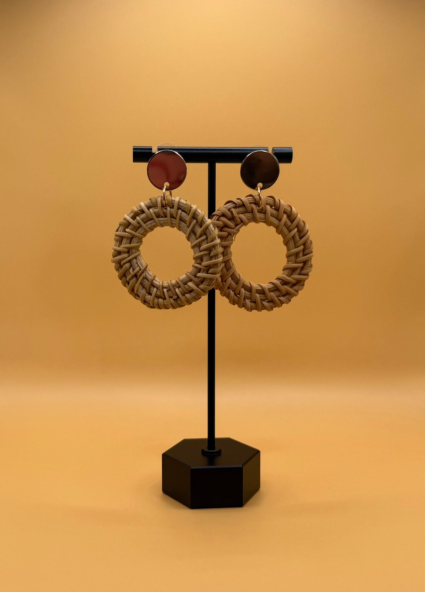 Woven Rattan Hoop Earrings