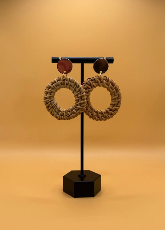 Woven Rattan Hoop Earrings